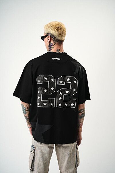 Respire Ανδρικό μπλουζάκι 22 Starz με στάμπα Oversize Μαύρο