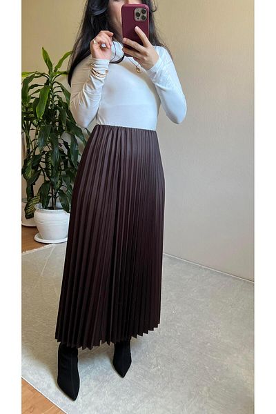 STEALLE MODA GİYİM Ελαστική φούστα με πλισέ μέση-1064
