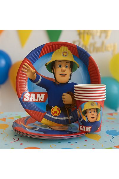 AKTEZ-EL Paper Plate - Glass Firefighter Sam 8 Pack