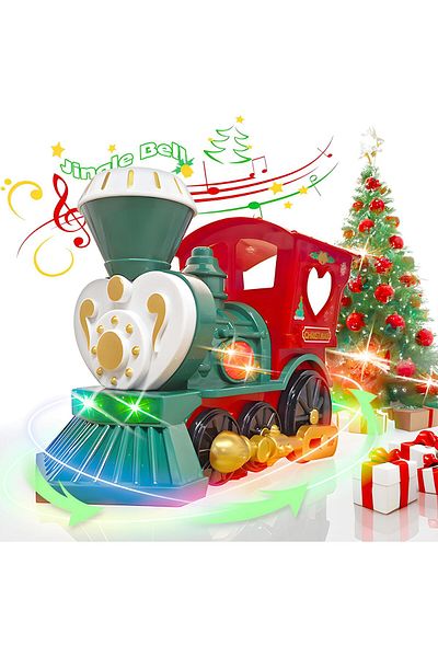 KINSAM Multicolored battery-operated train toy, musical, with lights and 360° rotation, KINSAM