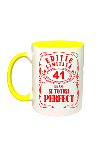 OEM Cană personalizată cu mâner galben „Ediție limitată - 41 de ani”, INOVATI...