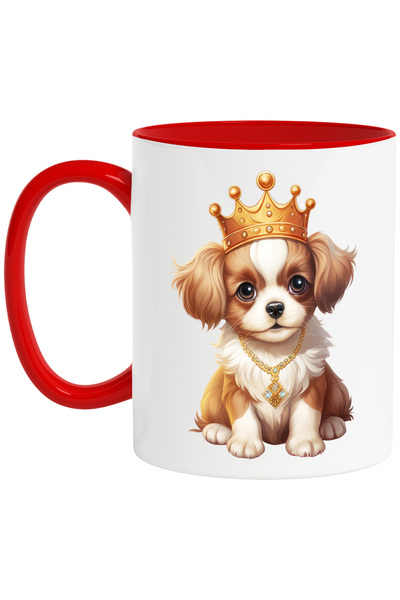 StoryGift Romania Cana Cu Un Catel Timid Cu O Coroana Regala Pe Cap | Ilustra...