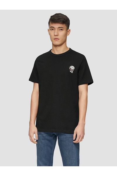 s.Oliver Men's T-shirt With Scoop Neck, Regular Fit, Black, Xl