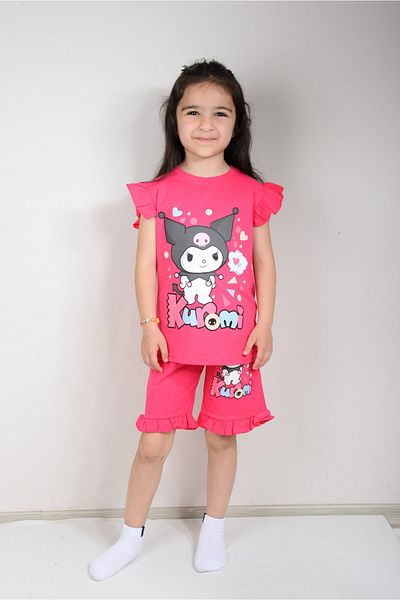 KİDSPİTİRCİK Fuchia Kuromi Printed Shorts Suit (100% Cotton)