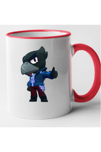 OEM Cană personalizată cu mâner roșu Brawl Star - Crow, INOVATIX®. 330ml