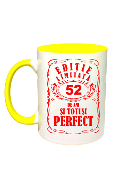 OEM Cană personalizată cu mâner galben „Ediție limitată - 52 de ani”, INOVATI...