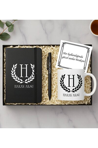 Bk Gift Kişiye Özel İsimli Kupa, Defter ve Tükenmez Kalem Hediye Seti-1 | Sev...