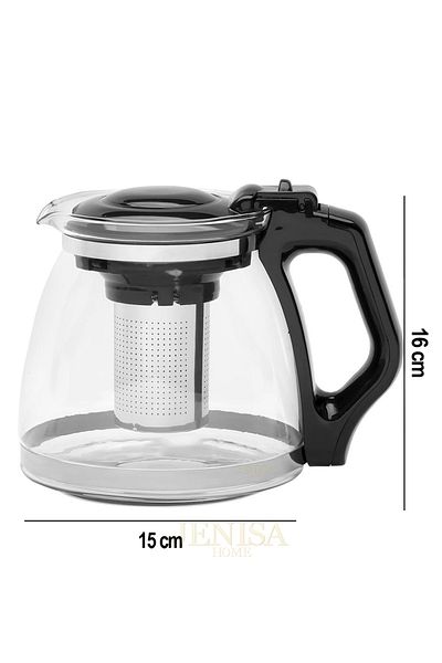 Jenisa Heat Resistant Large Glass Teapot – 1700 ml Capacity with Steel Strainer and Lid Design