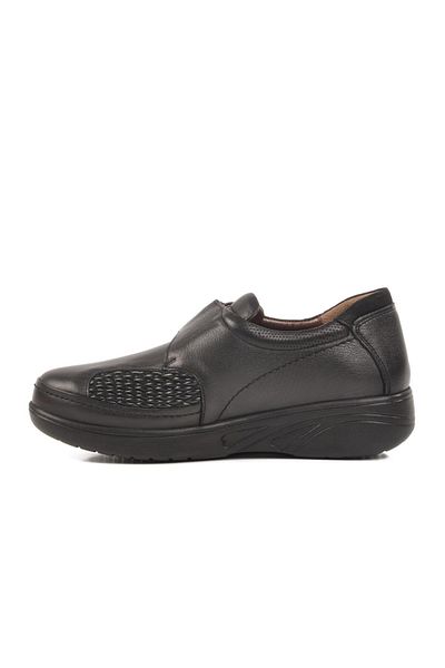 WALKWAY 42633 Z Black Genuine Leather Women's Casual Shoes