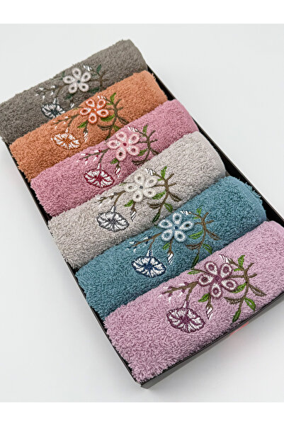 AYHANHOME Набір з 6 кухонних рушників 30x50 з вишивкою квітів у коробці