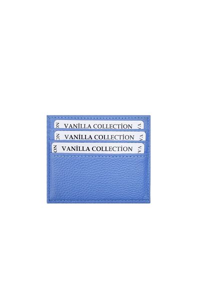 VANİLLA COLLECTİON Suport card din piele 6 carduri 1 compartiment pentru numerar Model unisex Culoare albastru