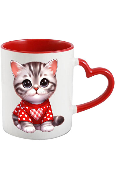 StoryGift Romania Cana Cu O Pisicuta Care Poarta O Bluza Cu Inimioare | Ilust...