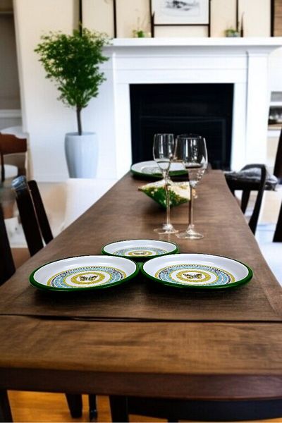 İnci Emaye 16 cm 3 Piece Enamel Plate Single Coffee Plate, Serving Plate Snack Plate, Gift,