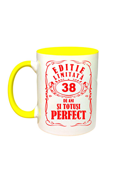 OEM Cană personalizată cu mâner galben „Ediție limitată - 38 de ani”, INOVATI...