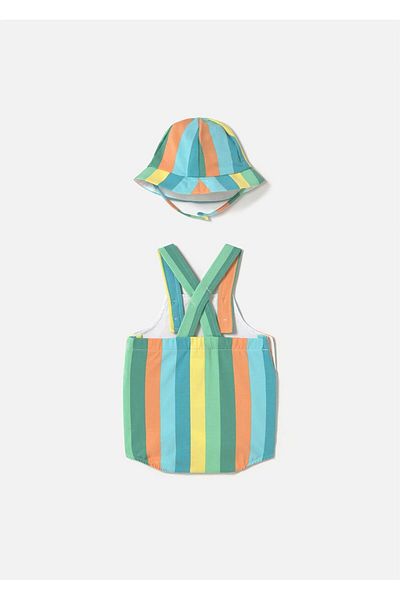MAYORAL Baby Striped Hat Short Jumpsuit Green 1613