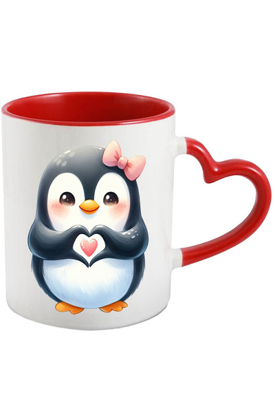 StoryGift Romania Cana Cu Un Pinguin Care Face Un Semn In Forma De Inima | Il...