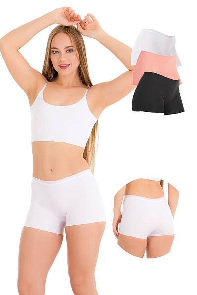 Newlilla 501 Basic Laser Cut Nahtlose Damen-Boxershorts, 3er-Pack