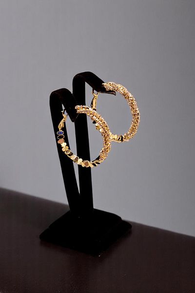 HFKY Women's Hoop Earrings. Stoned Hoop Earrings. Sequin Look Stone Design Earrings.