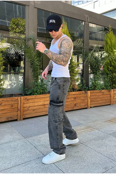serline Anthracite Baggy Cargo Pants