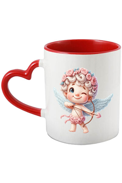 StoryGift Romania Cana cu un bebelus din lana Cupidon, ilustratie, trage cu a...