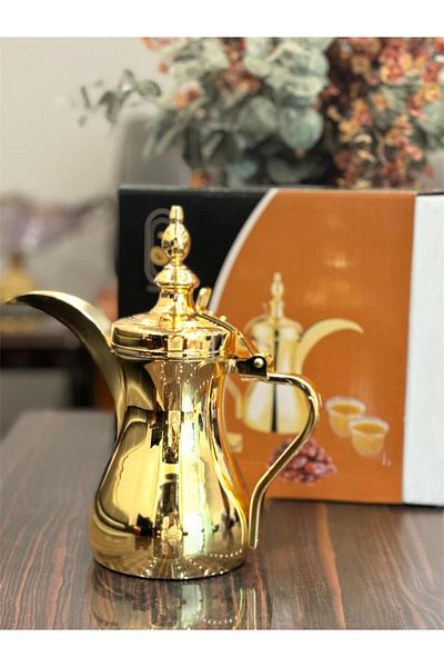 aljahwari 48 oz Single Arabic Coffee Pot Gold