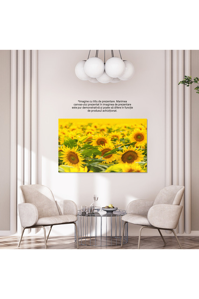 StoryGift Romania Tablou Canvas Camp Larg De Floareasoarelui, Cu Petale Stralucitoare De Un Galben Intens O Imag