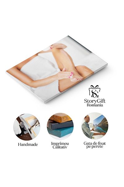 StoryGift Romania Tablou Canvas Aplicare Lotiune Hidratanta Corp Pasiune Pentru Ingrijire Si Frumusete