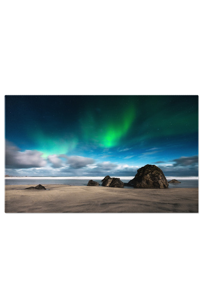 StoryGift Romania Tablou Canvas Aurora Boreala Si Muntii In Noapte Norvegia, ...