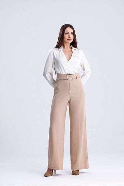 macharel jeans Προτιμώμενα γυναικεία παπούτσια για φαρδιά κρέμα με παντελόνι Palazzo με ψηλή μέση