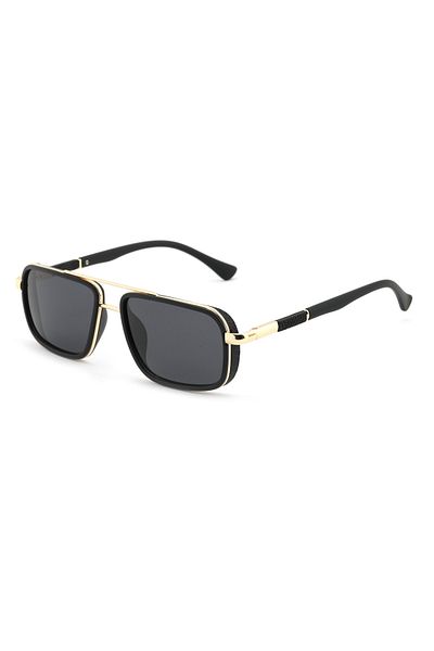 Angel Eyes Rectangle Design Gold Black Frame Black Glass Polarized Glasses Women&Men