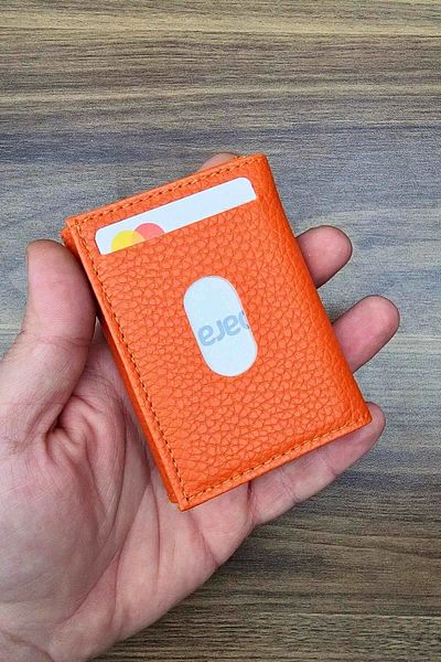 VANİLLA COLLECTİON Super Thin and Small Model Orange Wallet with Snap Fastener Large Paper Money Compartment 8 Card Capacity