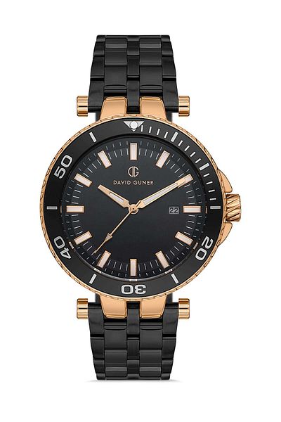 DAVID GUNER Rose Black Coated Black Dial Men's Wristwatch Dg-8393Ga-R2