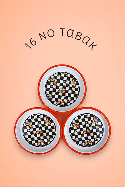İnci Emaye 16 cm 3 Piece Enamel Plate Single Coffee Plate, Serving Plate Snack Plate, Gift,