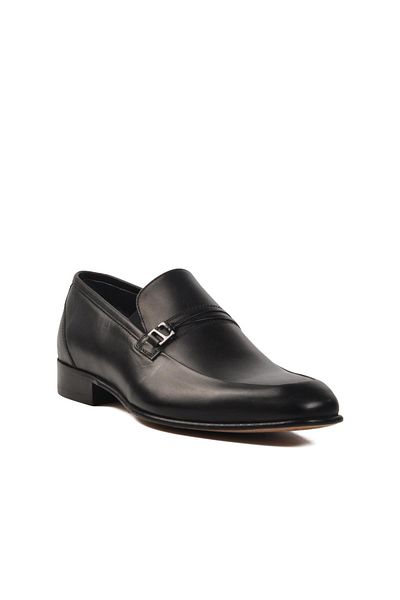 WALKWAY Black Genuine Leather Leather Sole Men's Classic Shoes 02471 m