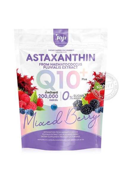 Joji مكمل غذائي أستازانتين كيو 10 بنكهة التوت المختلط - مضاد للأكسدة ومدعم للطاقة (10 أكياس)