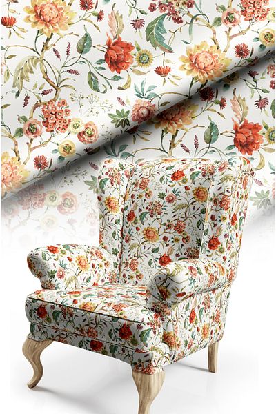 CANİLA Spring Flower Patterned Digital Printed Upholstery Sofa Fabric