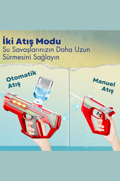 welcomein Oyuncak Şarjlı Ledli Işıklı Su Tabancası ve Tüfek 2IN1