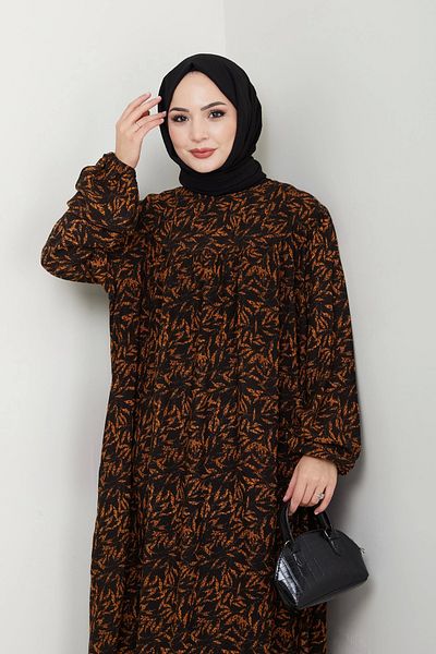 Moda MSK Stylish and Comfortable Robe Large Size Viscose Mother's Dress Orange