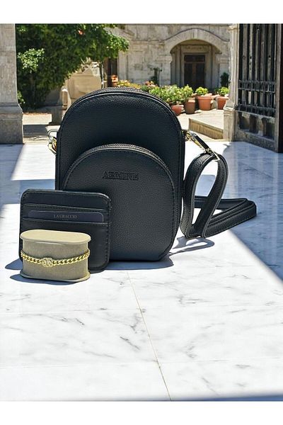 Armine Hand and Arm Bag Shoulder Bag with Card Holder and Bracelet Gift Vs.Blkt.0289