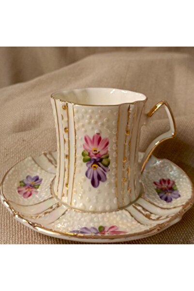 BY.RAYKA PORSELEN El Dekor Bride Porcelain Hand Decoration Painting Set of 2 Cups