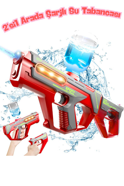 welcomein Oyuncak Şarjlı Ledli Işıklı Su Tabancası ve Tüfek 2IN1