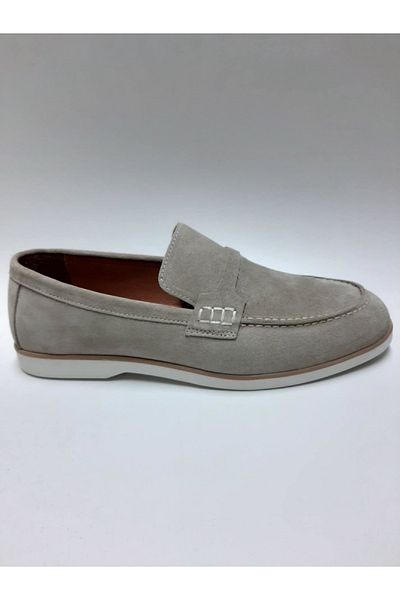 marutti Marutti Genuine Leather Nubuck Sand Color Flexible Laceless Summer Men's Shoes
