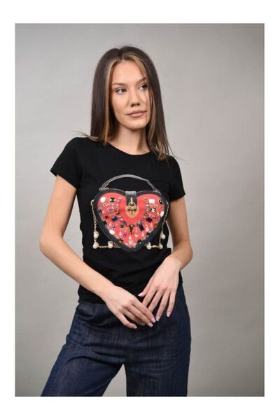 Monte Cervino ΜΠΛΟΥΖΑ CAPODIMONTE ΜΕ ΤΥΠΩΜΑ ΤΣΑΝΤΑΣ Μαύρο SM