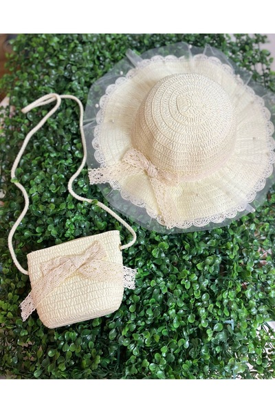 PONÇİK ACCESSORİES 2-6 Yaş Arası Tüllü Fiyonk Figürlü Kız Çocuk Hasır Şapka F...