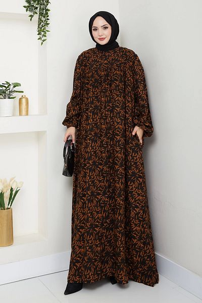 Moda MSK Stylish and Comfortable Robe Large Size Viscose Mother's Dress Orange