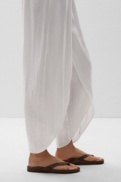 Oysho 100% linen barrel trousers with rounded slits