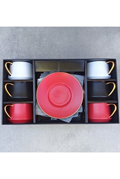 Pinkev 6 Personality Matte 3 Color 110ml Large Size Porcelain Coffee Cup Set