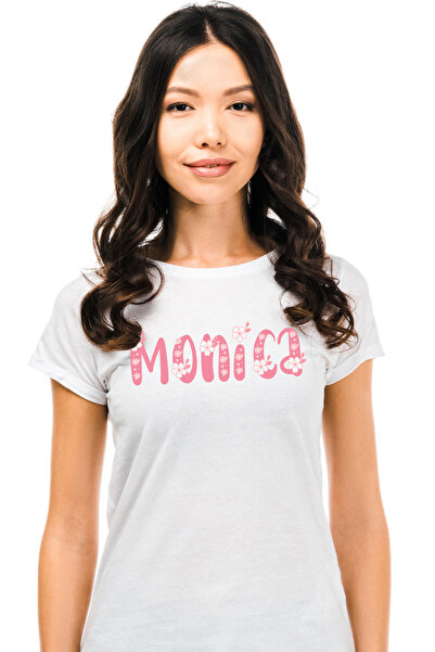 StoryGift Romania Tricou Femei Cu Numele Monica, Flori, Colorat, Roz, Dragut,...