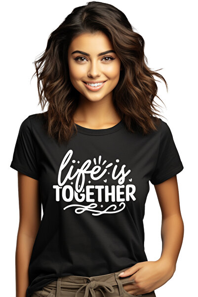 StoryGift Romania Tricou Femei Cu Inimioare Si Textul "life Is Together" - Vi...