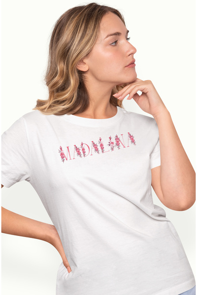 StoryGift Romania Tricou Femei Cu Numele Madalina, Floral, Colorat, Creativ, Frumos, Unicat, Cu I Wht_l